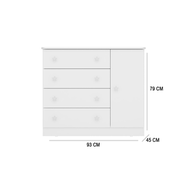 Conjunto Ideal para Bebê Berço Americano Cômoda Doce Sonho + Colchão Ortobom - Qmovi Branco - 2