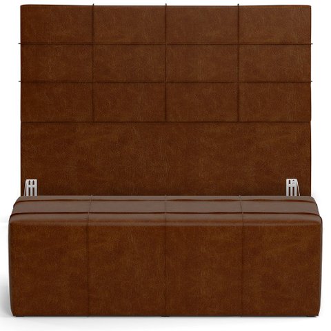 Kit Cabeceira Cama Box King 195cm com Calçadeira Roma W01 Couríssimo Marrom - Lyam Lyam Decor