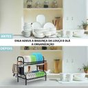 Ver imagem 2 de Escorredor de Louça Pratos Talhares Pia Bancada 2 Andares Cozinha Rack Organizaçao Suporte Resistent