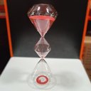 Ver imagem 3 de Ampulheta Decorativa Enfeite Casa Home&co Areia Vermelha Vidro 39x12x12cm Transparente