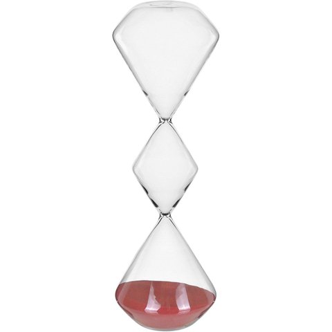 Ampulheta Decorativa de Vidro Transparente 39x12x12cm Enfeite Mesa Estante Sala