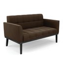 Ver imagem 7 de Conjunto 2 Poltronas e 1 Namoradeira Decorativa Karen Pés Fixo em Madeira Preto Suede Marrom 19 - Gr