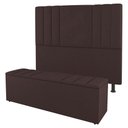 Ver imagem 1 de Kit Cabeceira E Baú Cama Box King 195Cm Suede Marrom