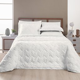 Kit Roupa Cama King Size Madelyn Cobre Leito Aveline Dupla Face 300 Fios Super Macio:BRANCO - 2
