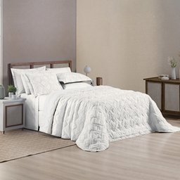 Kit Roupa Cama King Size Madelyn Cobre Leito Aveline Dupla Face 300 Fios Super Macio:BRANCO - 3
