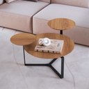 Ver imagem 1 de Mesa de Centro Industrial Chanfrada Artesano 83 Cm (larg) 3 Tampos Mdp Hanover (mel) Pé Aço Preto