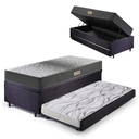 Ver imagem 1 de Bicama Box Baú Solteiro com Colchão Dual Firm Ecoflex Suede Preto 88x188