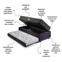 Ver imagem 5 de Bicama Box Baú Solteiro com Colchão Dual Firm Ecoflex Suede Preto 88x188