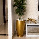 Ver imagem 2 de Vaso Fibra de Vidro Atenas m 67cm Decorativo Ouro Brilho