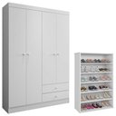 Ver imagem 1 de Guarda Roupa Louise e Sapateira Laís Branco Brilho - Ajl