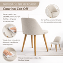 Ver imagem 3 de Kit 2 Cadeiras Jantar Estofadas Jade Linho Bege Courino Luxo