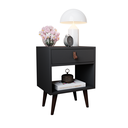 Ver imagem 2 de Mesa de Cabeceira Mesinha para Quarto 1 Gaveta Puxador em Couro Ravenna - Preto