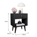 Ver imagem 3 de Mesa de Cabeceira Mesinha para Quarto 1 Gaveta Puxador em Couro Ravenna - Preto