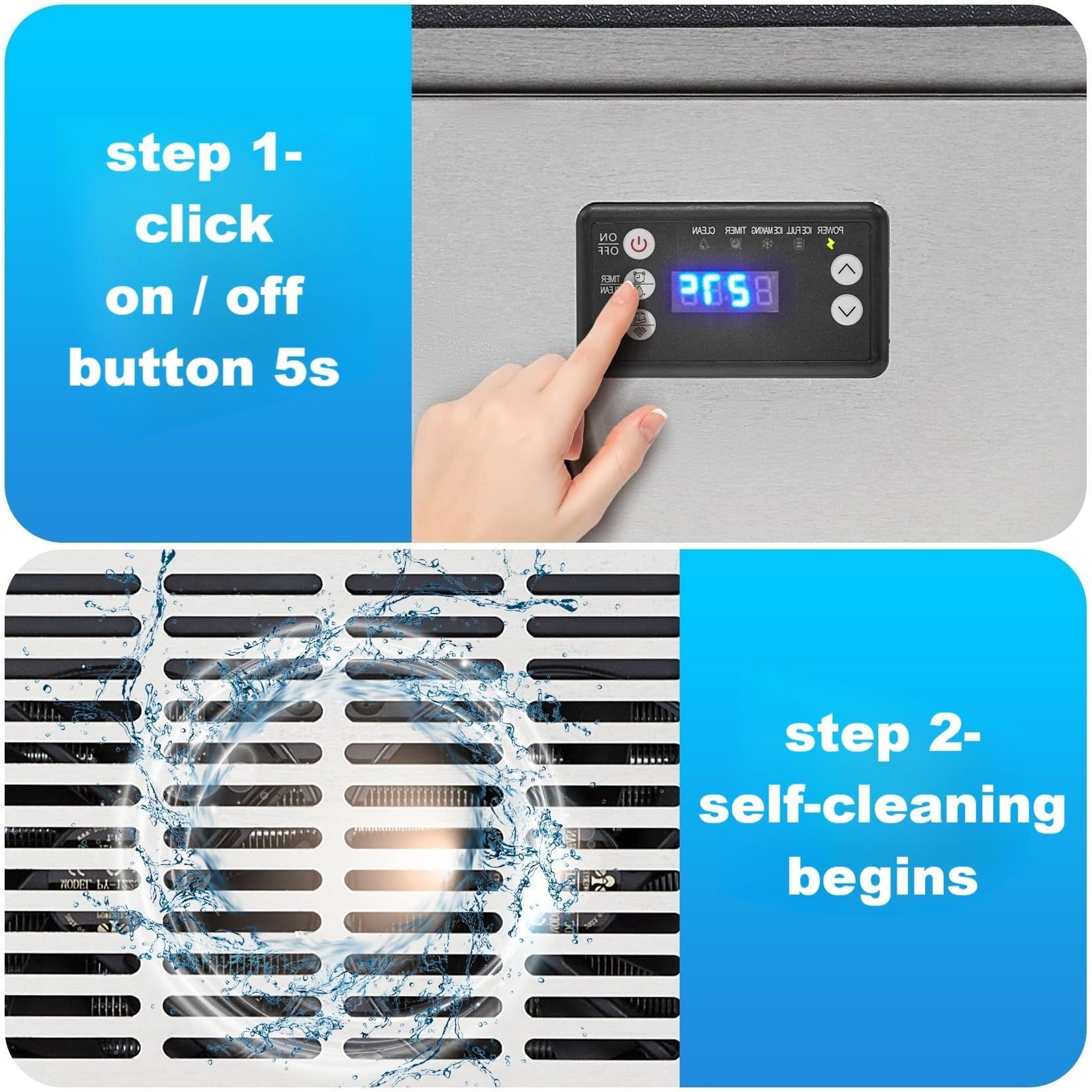 Takywep Máquina de Gelo Comercial 130lbs/dia 27lbs Aço Inox 300w - 4