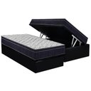 Ver imagem 1 de Conjunto Box Baú Solteiro: Colchão Espuma Ortobom D45 - Airtech 150 + Base Crc Suede Black(88x188)