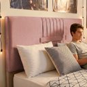 Ver imagem 5 de Cabeceira Painel Estofada Nevada Suede Rosa Casal 1,40m para Cama Box
