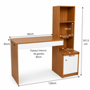 Ver imagem 6 de Escrivaninha com 3 Prateleiras 1 Gaveta 1 Porta Ágata Home Office - Branco/Cinamomo