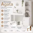 Ver imagem 7 de Escrivaninha com 3 Prateleiras 1 Gaveta 1 Porta Ágata Home Office - Branco/Cinamomo