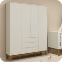 Ver imagem 4 de Quarto de Bebê Berço Evolution + Guarda Roupa 4P + Cômoda Sp Elfe Areia com 02 Colchão