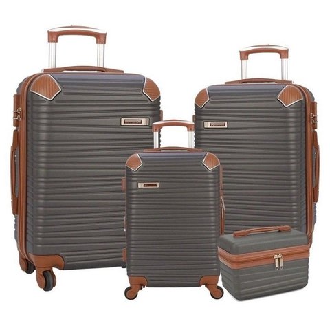 Kit com 3 Malas para Viagem + 1 Frasqueira Polo King - Abs - Cor Grafite