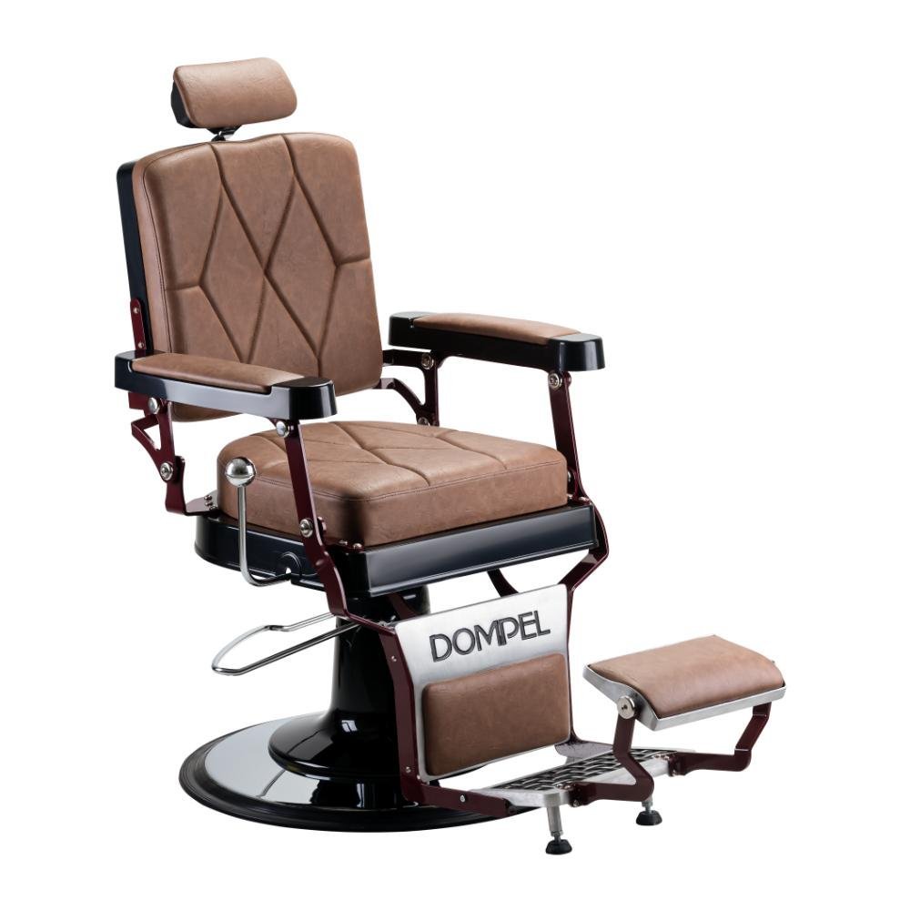 Cadeira Barbeiro Poltrona Reclinável Descanso Pés Pernas Preta Marrom Conhaque Harley Premium - 7