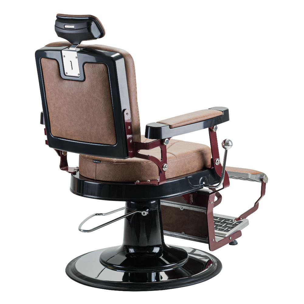 Cadeira Barbeiro Poltrona Reclinável Descanso Pés Pernas Preta Marrom Conhaque Harley Premium - 6