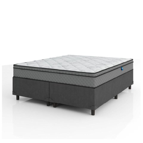 Cama Box Queen Colchão Molas Ensacadas Mirage 158x198x62cm Cinza/branco Umaflex
