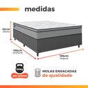 Ver imagem 3 de Cama Box Queen Colchão Molas Ensacadas Mirage 158x198x62cm Cinza/Branco Umaflex