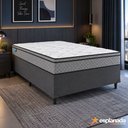 Ver imagem 2 de Cama Box Queen Colchão Molas Ensacadas Mirage 158x198x62cm Cinza/Branco Umaflex