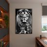 Quadro Decorativo Animais Leão e Seus Filhotes com Moldura Preto - 150x100 Cm - 3