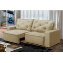 Ver imagem 1 de Sofá Retrátil e Reclinável 2 lugares com Molas 1,50m Ana Suede Bege Adonai Estofados