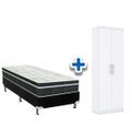 Ver imagem 1 de Cama Box Solteiro CRC + Bonnel Orthoflex + Armário Multiuso Margarida Branco
