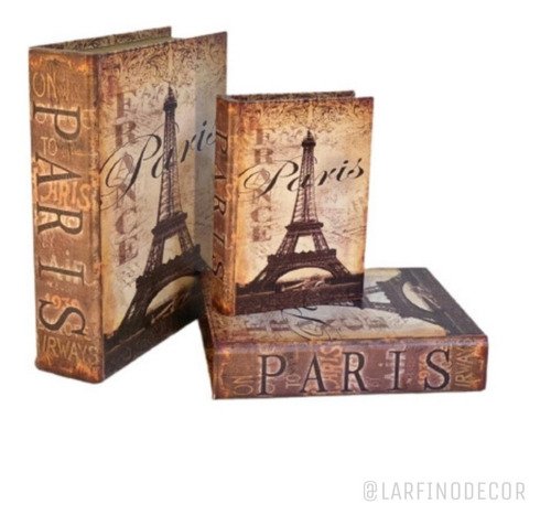 Caixas Livro Decorativa Paris Lar Fino Decor