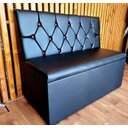 Ver imagem 2 de Poltrona Sofá Booth 1,10cm Preto Botoes Vermelho Sku_228