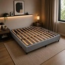Ver imagem 6 de Base Box King Size 190x202 Desmontável Tecido Premium 100% Madeira - Cinza Claro - Nova Cama