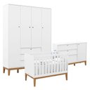 Ver imagem 1 de Quarto de Bebe Unique 4 Portas com Cômoda Sapateira Branco Soft Eco Wood - Matic