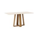 Ver imagem 2 de Mesa de Jantar 6 Lugares 160cm Tampo MDF e Vidro Canto Reto Lisa