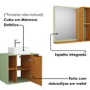Ver imagem 5 de Gabinete Banheiro Espelheira e Cuba Branca 60 cm Titan Naturalle Pistache Bechara