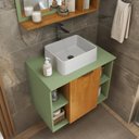 Ver imagem 4 de Gabinete Banheiro Espelheira e Cuba Branca 60 cm Titan Naturalle Pistache Bechara