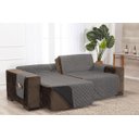 Ver imagem 1 de Capa Protetora de Sofá Retrátil 2,40m Dupla Face Cinza