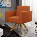 Ver imagem 2 de Kit 03 Poltronas Decorativa Base Giratória de Madeira Helô L02 Tecido Terracota - Lyam Decor