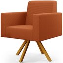 Ver imagem 3 de Kit 03 Poltronas Decorativa Base Giratória de Madeira Helô L02 Tecido Terracota - Lyam Decor