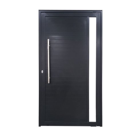 Porta Pivotante de Alumínio Preto com Puxador e Vidro Linha Roma:Direita/ 210 x 90