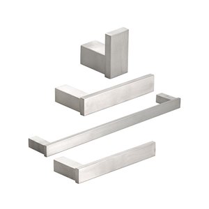 Acessórios para Banheiro 4 Peças Aço Inox 304 São Domingos Pingoo.casa - Prata Escovado