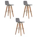 Ver imagem 2 de Kit 3 Banquetas Altas Luxo Linea Aço Champanhe Linho Cinza Base Carvalho