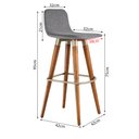 Ver imagem 5 de Kit 3 Banquetas Altas Luxo Linea Aço Champanhe Linho Cinza Base Carvalho