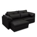 Ver imagem 5 de Sofá Retrátil Manual Sala de Estar Nolan Bipartido 215cm Conforto Premium em Couro Preto Brilho G58