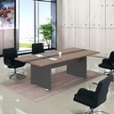 Ver imagem 2 de Mesa de Reunião Retangular Valen Moderno sem Gavetas 240cm Noce Casah