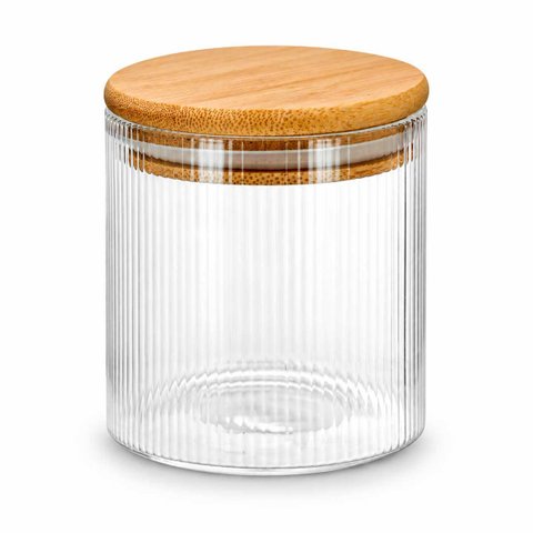Pote Hermético Vidro Borossilicato Redondo 350ml Tampa Bambu Vedação