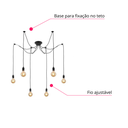 Ver imagem 6 de Lustre Pendente Aranha Preto Thomas Edison para 6 Lâmpadas Luxo Moderno Inl82